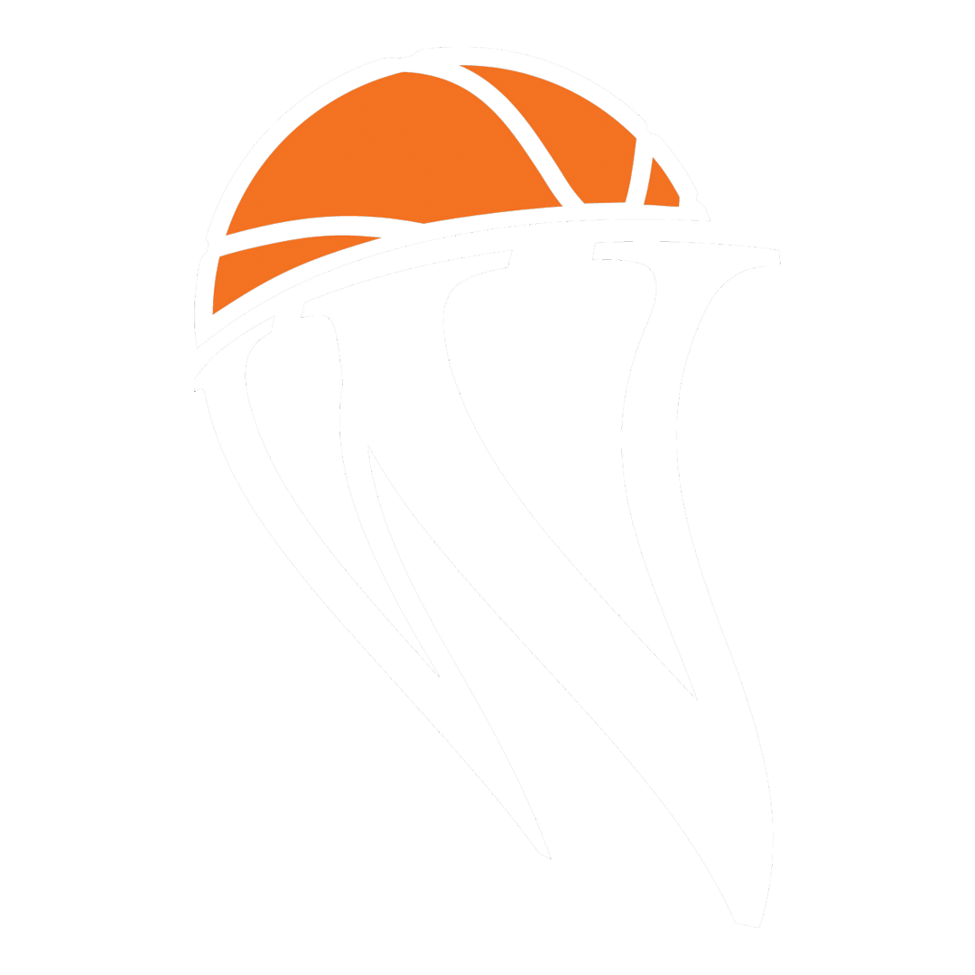 Orange hard hat icon on white background