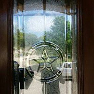 Glass Door with Texas Star Design — San Antonio, TX — Mission Glass