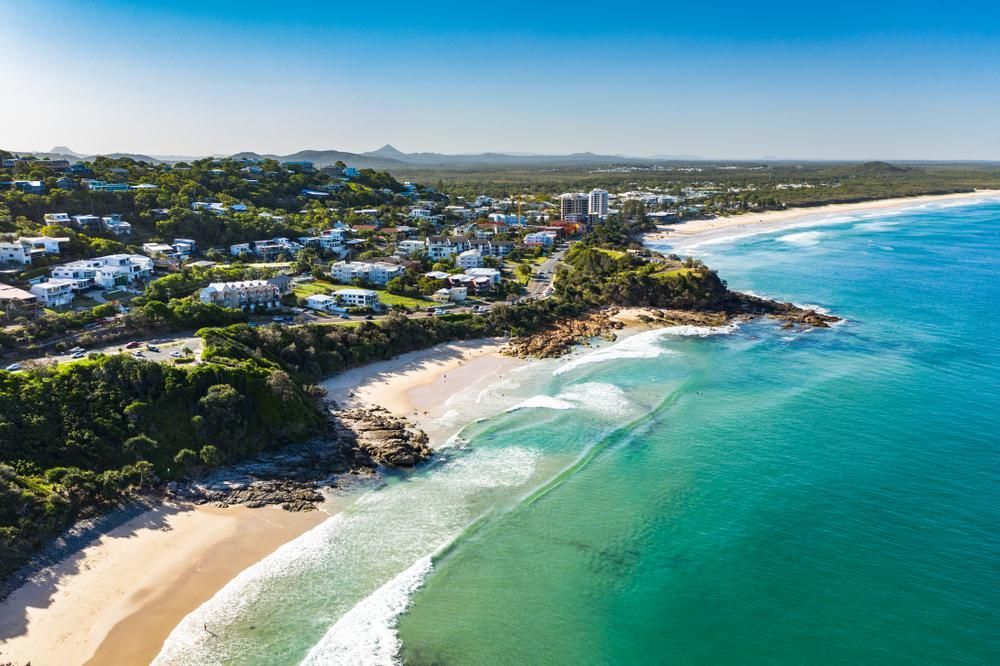 Drone Aerial looking toward Noosa from Caloundra on the Sunshine Coast — Telecommunications in Sunshine Coast, QLD