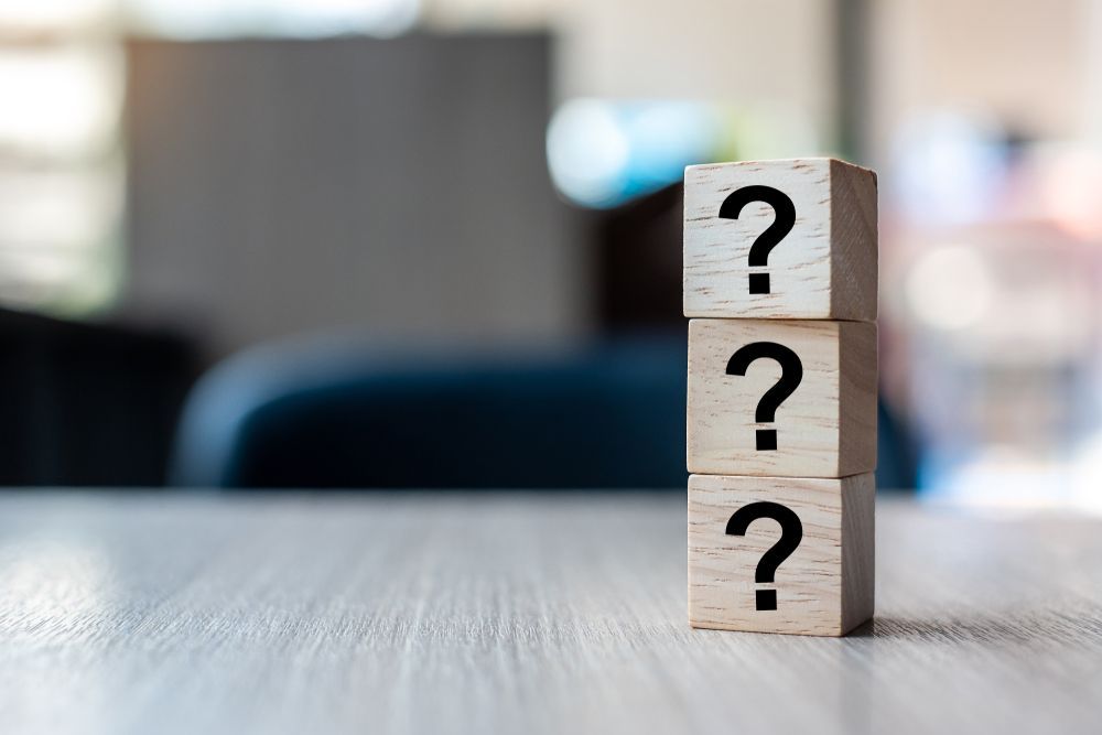 Question Mark Word With Wooden Cube Block — Telecommunications in Baringa, QLD