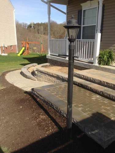 Decorative Rock — Brick Style Flooring with Lamp Post in front of the House 2 in Cheswick, PA