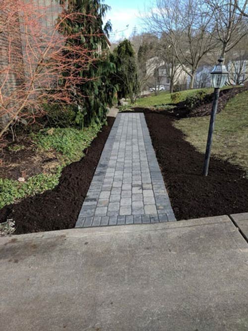 Hardscaping — Brick Pathway in the Middle of a Landscape in Cheswick, PA