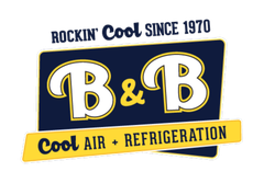 Logo for B&B Air + Refrigeration, featuring white 