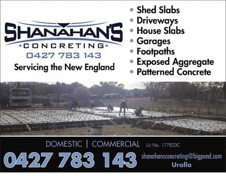 Concreting Services — Shanahan's Concreting in Uralla, NSW