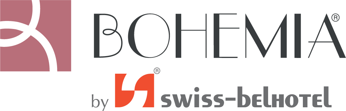 Logo for Bohemia by Swiss-Belhotel: text and an abstract logo in a square.