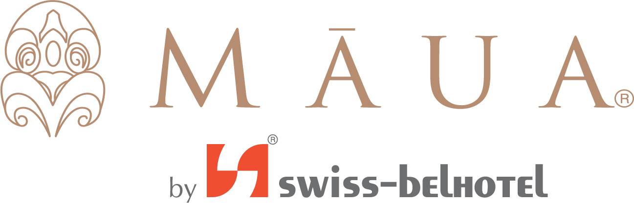 MAUA by Swiss-belhotel logo with ornate design and text in brown and red.