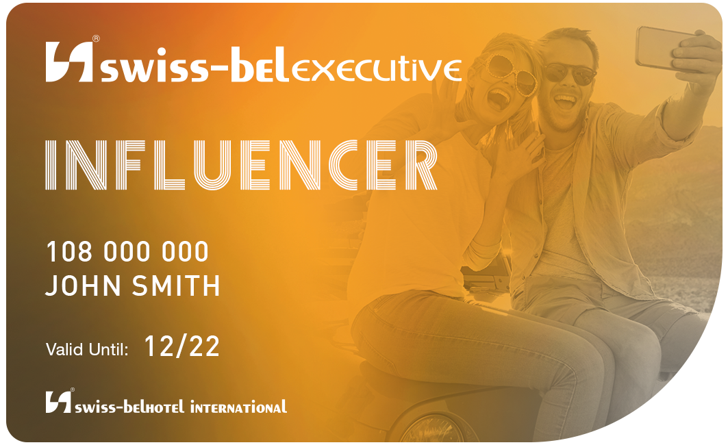 A swiss-belexecutive influencer credit card with a man and woman on it