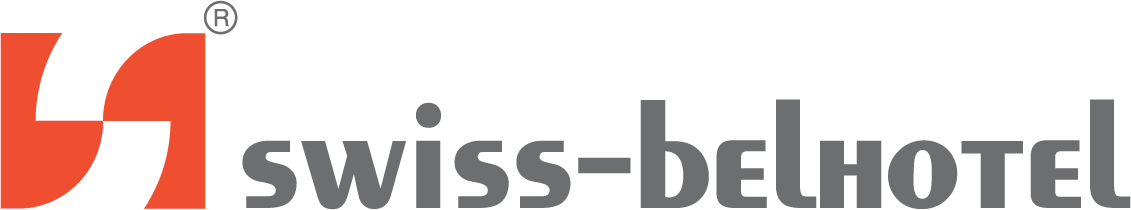 The logo for grand swiss-belhotel is red and white
