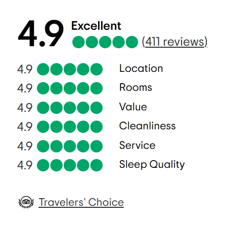 A tripadvisor review with a traveler 's choice award.