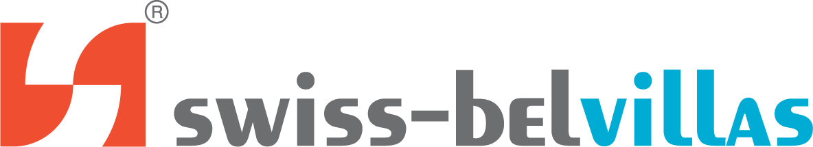 Logo for Swiss-Bel Villas with an orange and white shape and the words 