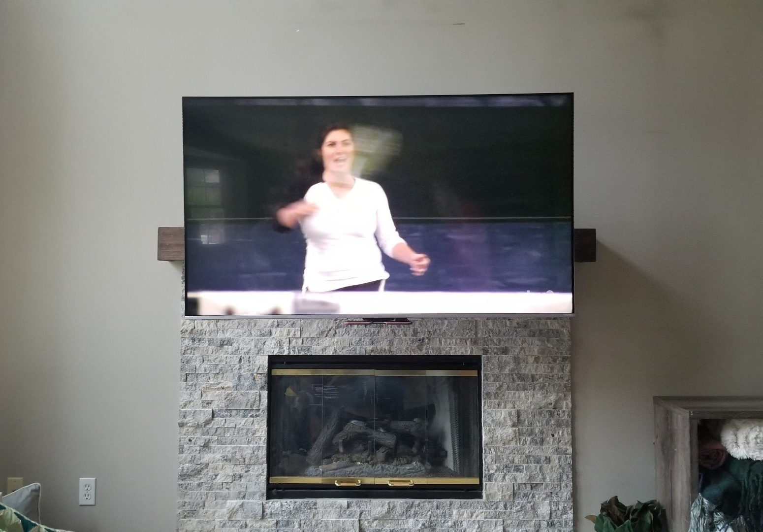 A mantle mount fireplace TV installation in north central ohio