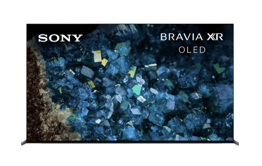 a sony bravia xr oled tv with a blue crystal background on a white background.