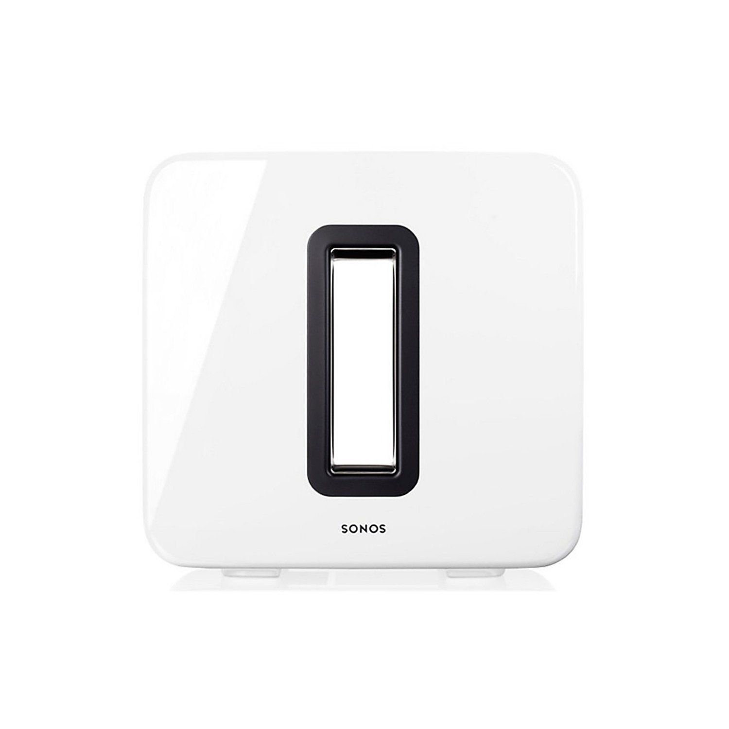 a white sonos sub sold by fisher electronics in northern ohio