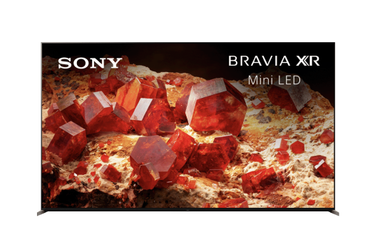 a sony bravia xr mini led tv with a picture of red crystals on the screen .
