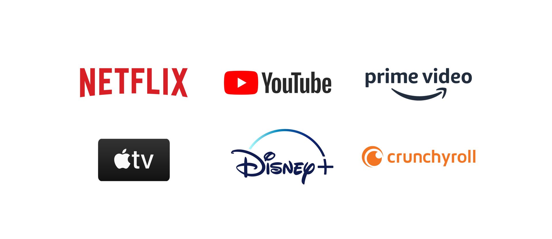 logos for netflix youtube prime video apple tv and crunchyroll on a sony oled tv