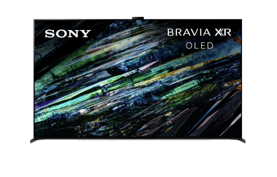 a sony bravia xr oled television showing a colorful background with christmas sony oled tv sales