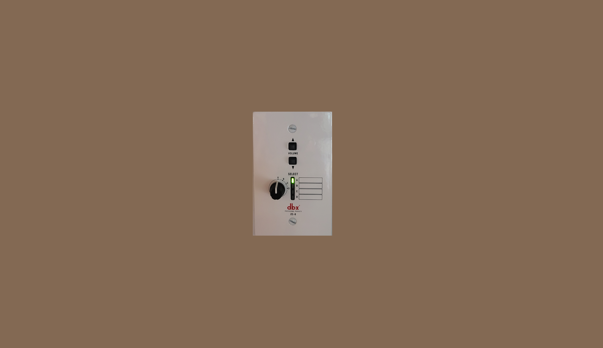 a dbx audio system volume control and input selector for a business audio system
