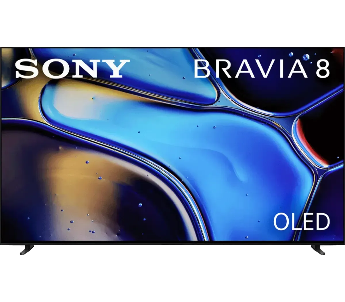 A sony bravia 8 oled television with a blue background