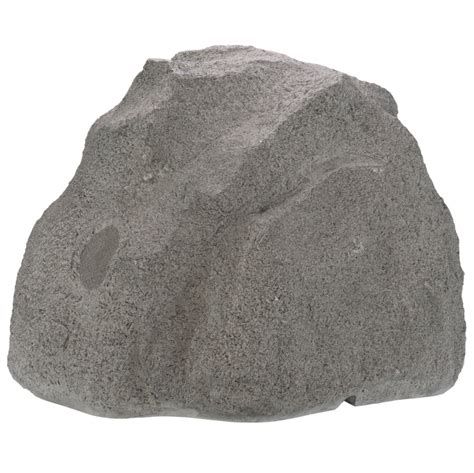 a large gray rock woofer is sitting on a white surface .