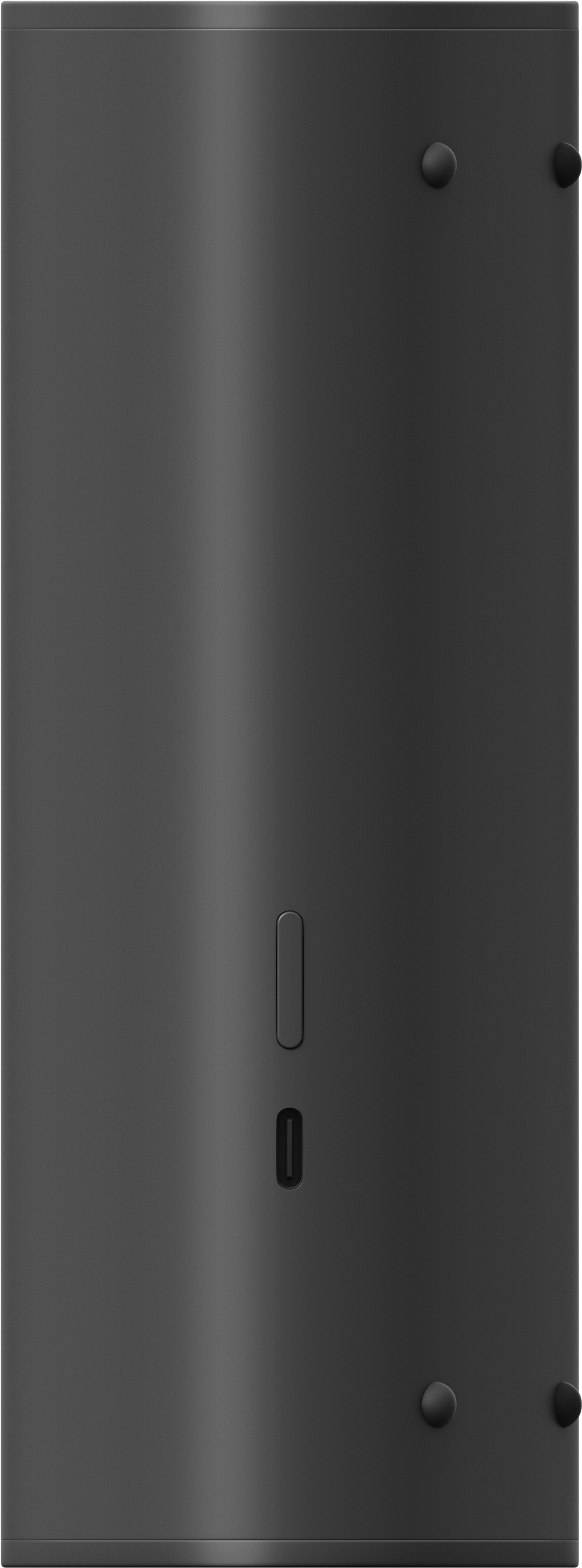 a close up of a black speaker on a white background .