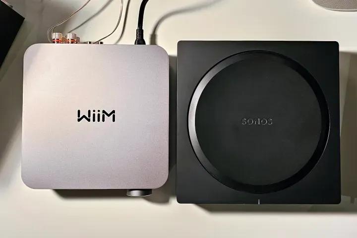A wim device sits next to a sonos device