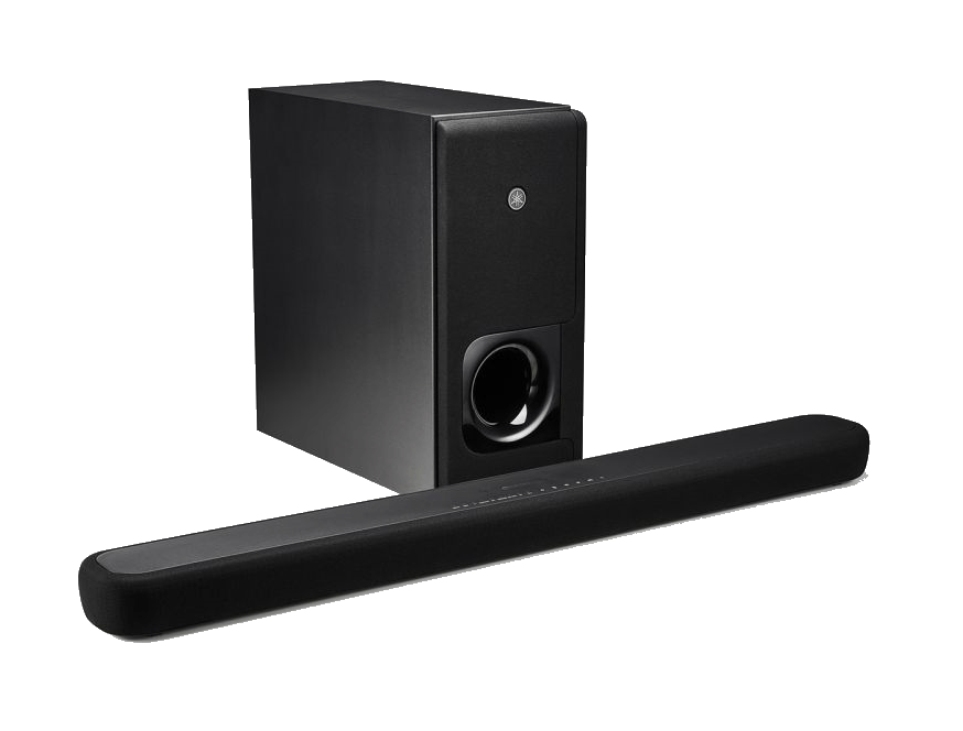 a yamaha sound bar is sitting next to a wireless subwoofer with yamaha christmas sales