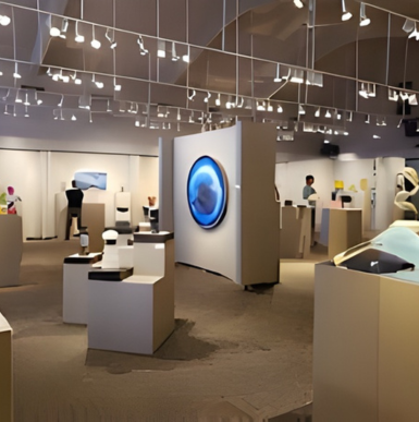 Exterior of Fallbrook Art Center with sculptures and landscaped entrance