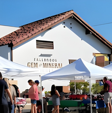 Display of colorful minerals and gemstones at Fallbrook Gem & Mineral Society