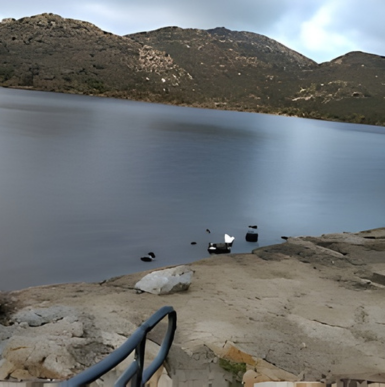 Historic train and wooden boardwalks at Old Poway Park and Railroad.