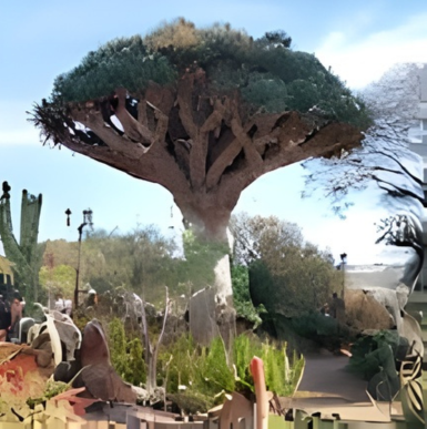 Lush botanical gardens with diverse plants and winding pathways at San Diego Botanic Garden