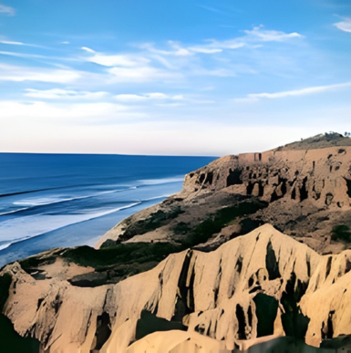 Cliffside coastal hiking trails with panoramic ocean views and native vegetation and wildlife at Torrey Pines State Natural Reserve