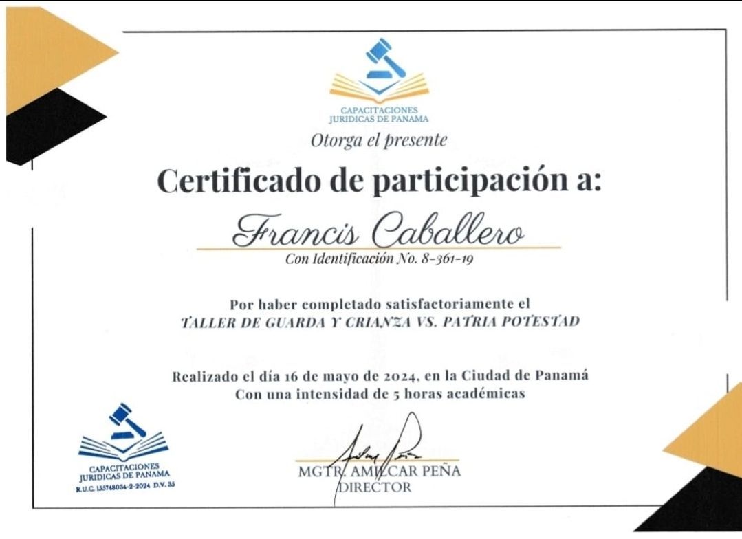 Certificado de participación para Francis 