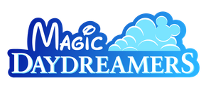 A blue and white logo for magic daydreamers