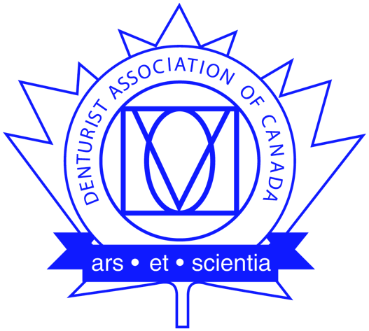 A logo for the denturist association of canada