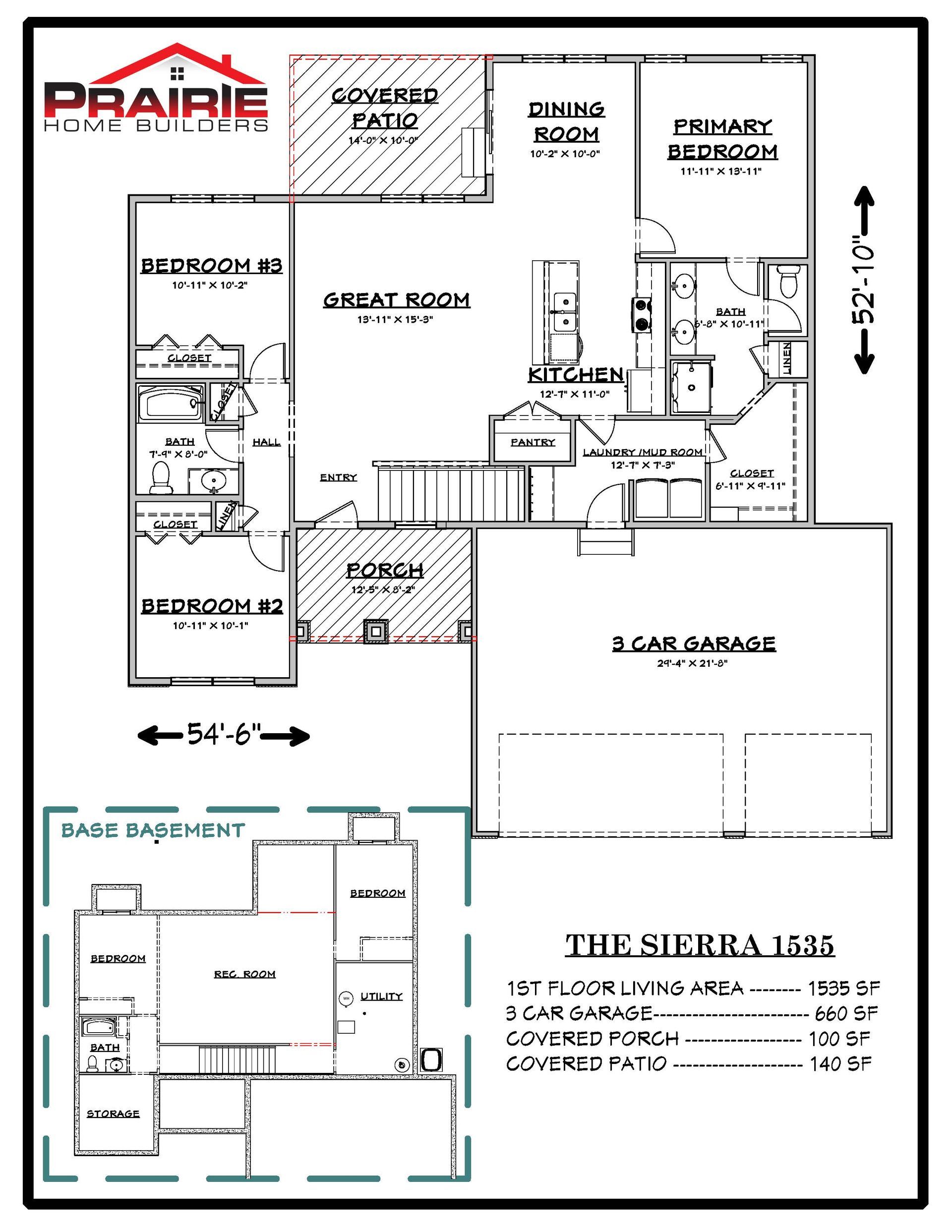 Sierra Floor Plan — Lincoln, NE — Prairie Home Builder