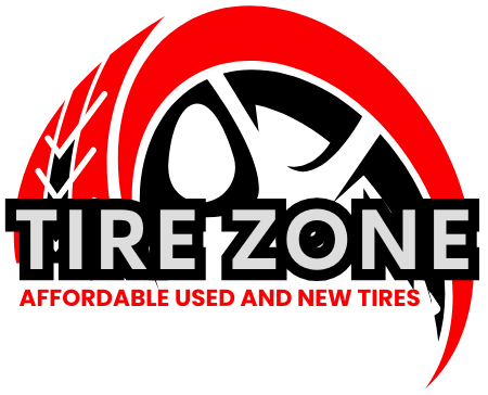 A logo for tire zone affordable used and new tires
