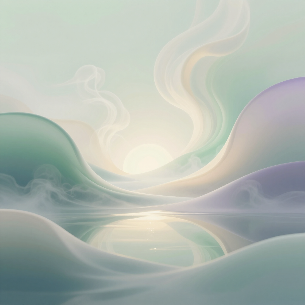 Ilustração serena representando a renovação através da respiração consciente e equilíbrio emocional.