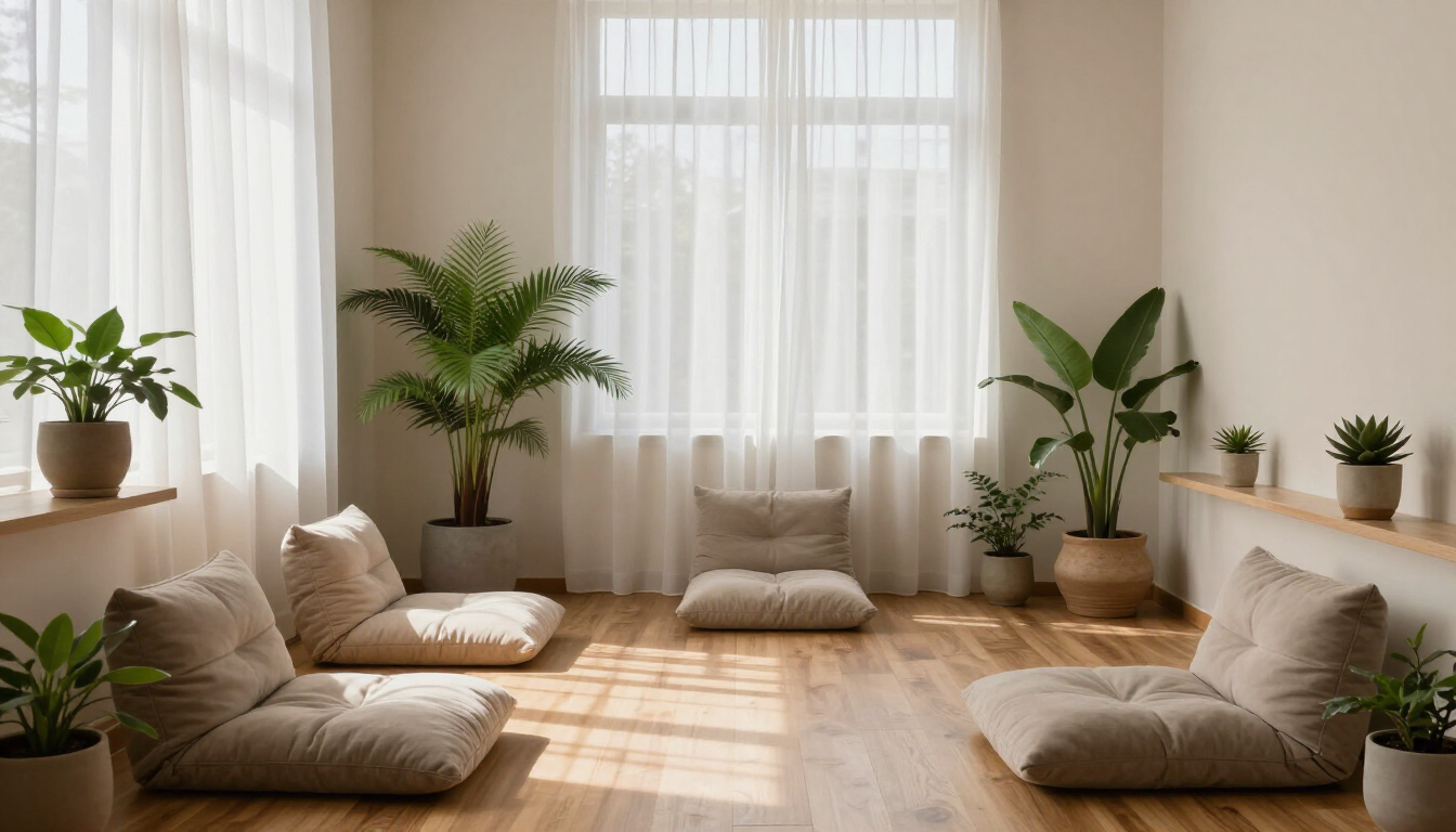 Sala de terapia serena com luz natural