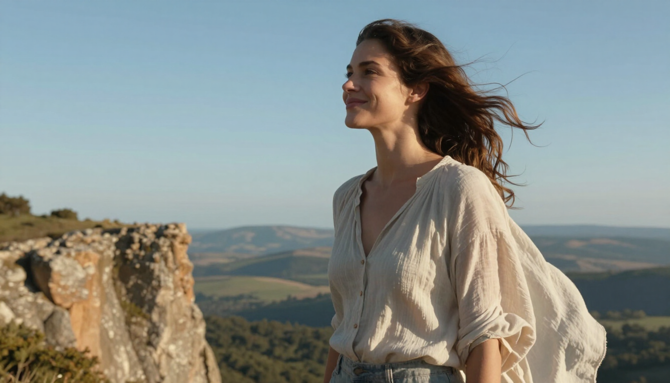 Pessoa em paz contemplando a natureza