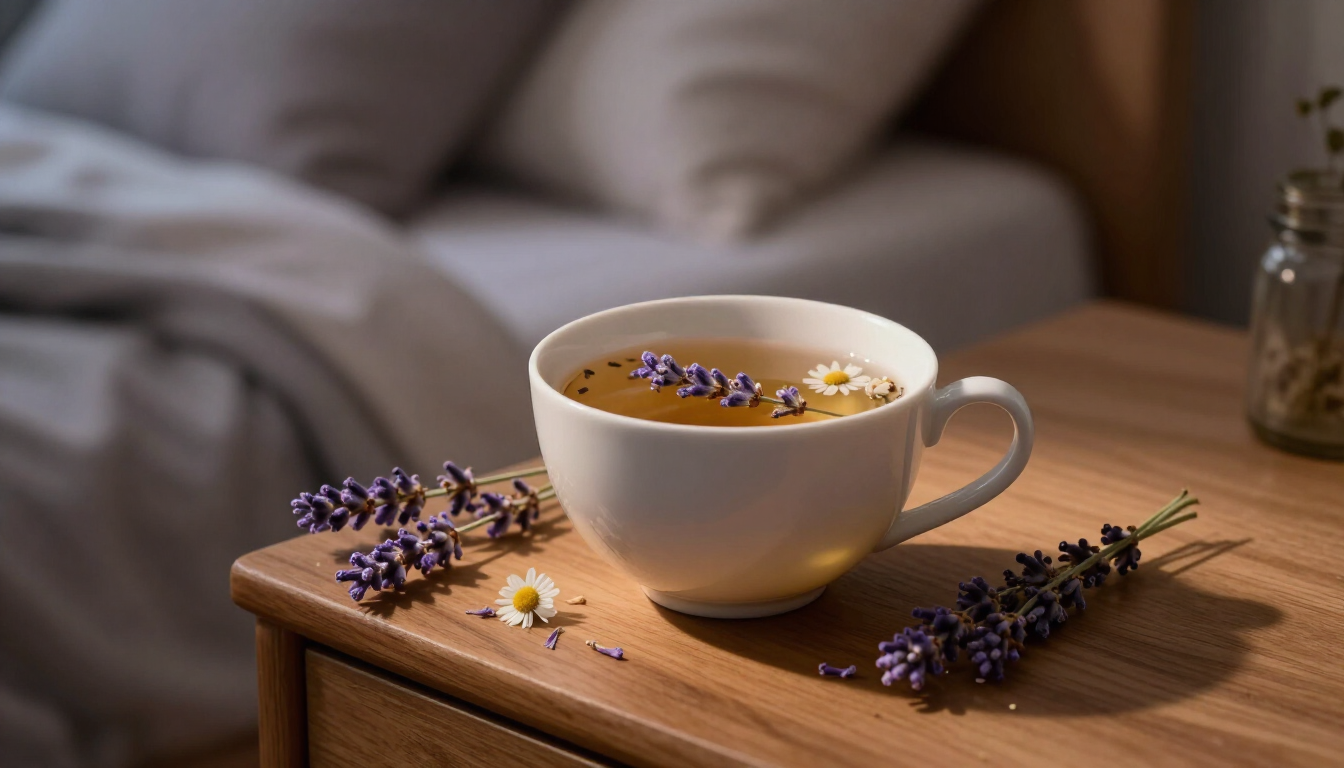 Chá de ervas calmante para ajudar na insônia natural