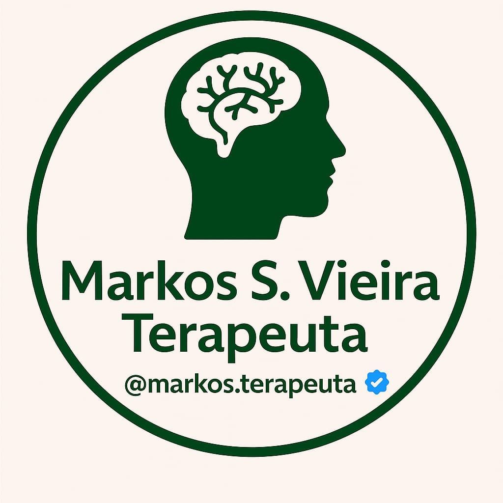Logotipo com uma silhueta verde de uma cabeça e um cérebro, texto 