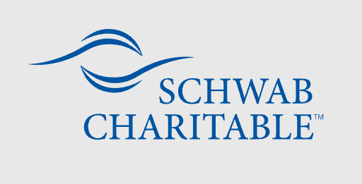 A blue and white logo for schwalb charitable