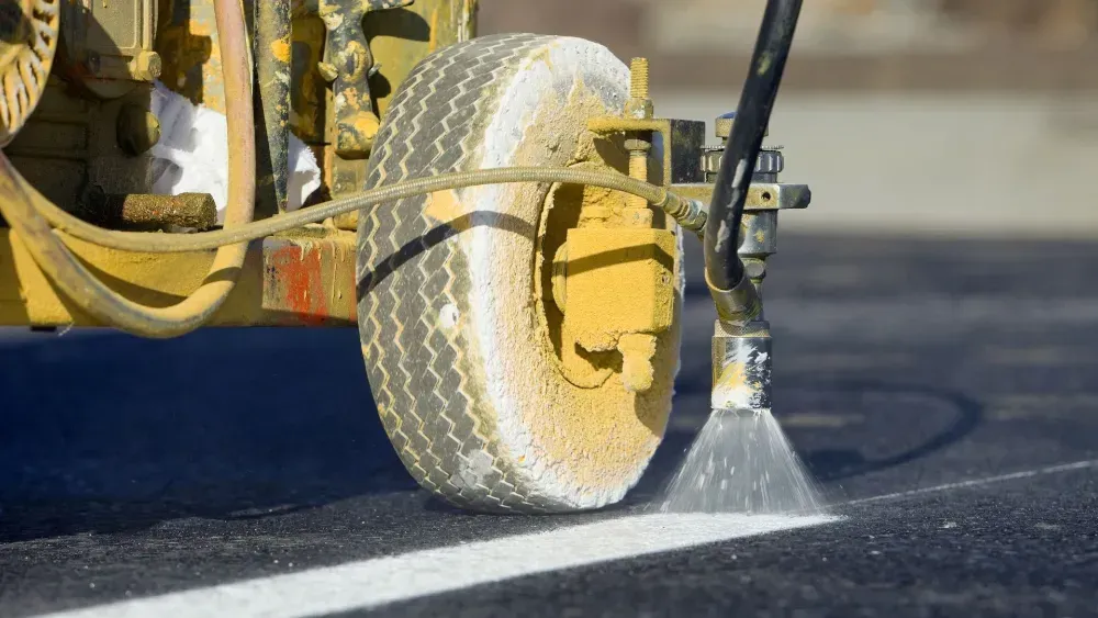 An aerial view of a building under construction with a chimney on the roof.