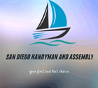 Logo of a sailboat with text "San Diego Handyman and Assembly" and tagline "your first and fast choice."