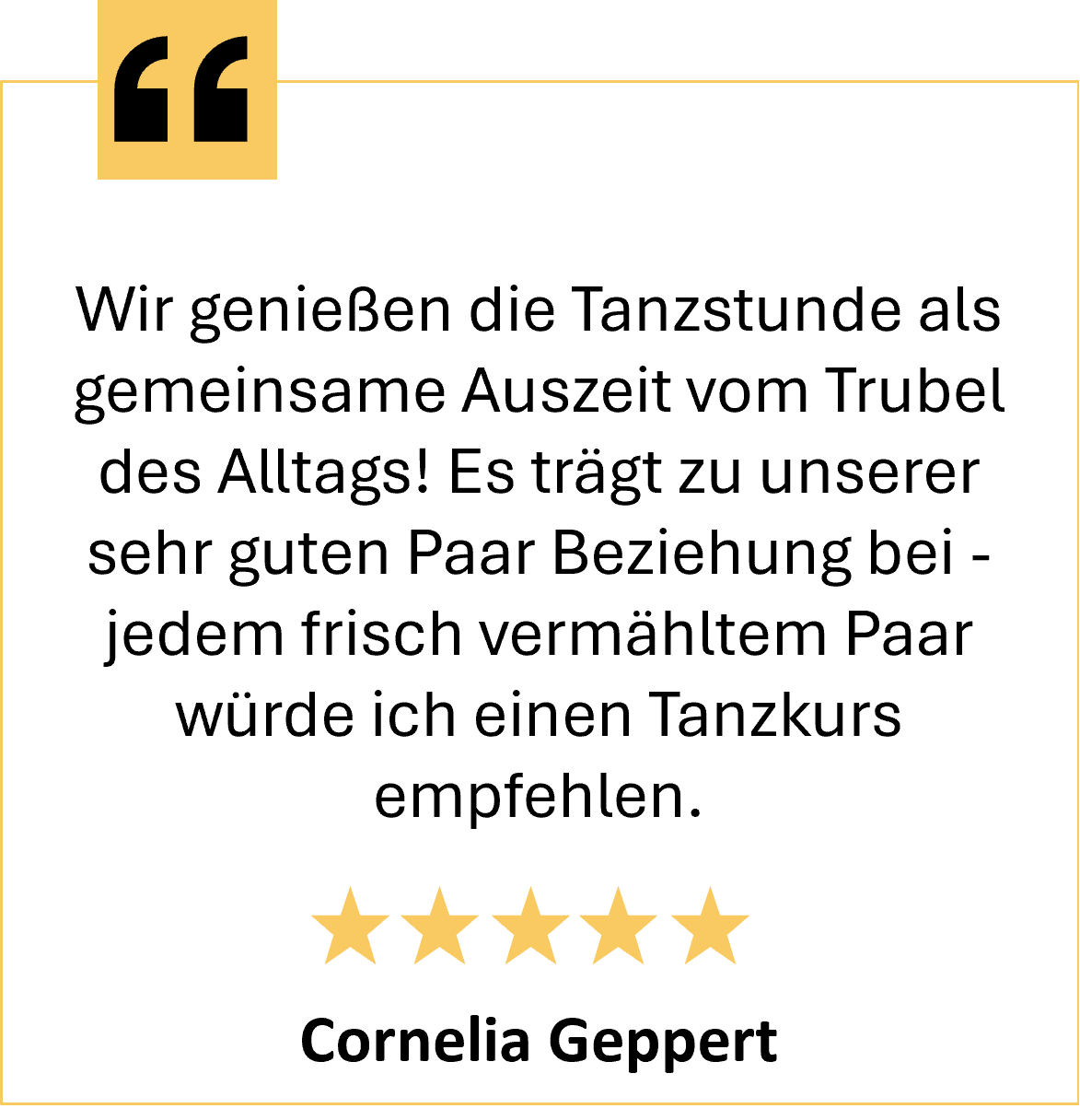 5 Sterne Google Rezension über die Tanzschule Seifert Leipzig