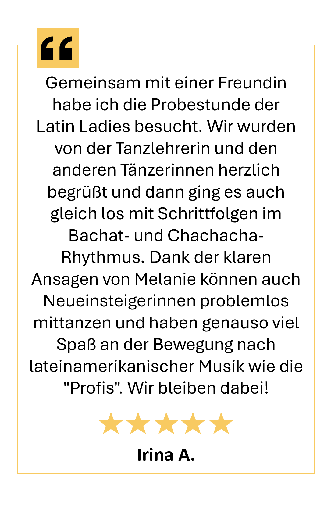 5 Sterne Google Rezension über die Tanzschule Seifert Leipzig