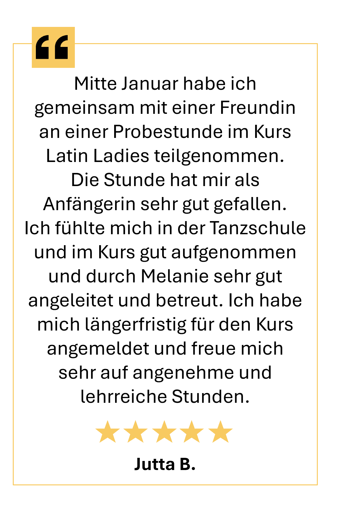 5 Sterne Google Rezension über die Tanzschule Seifert Leipzig