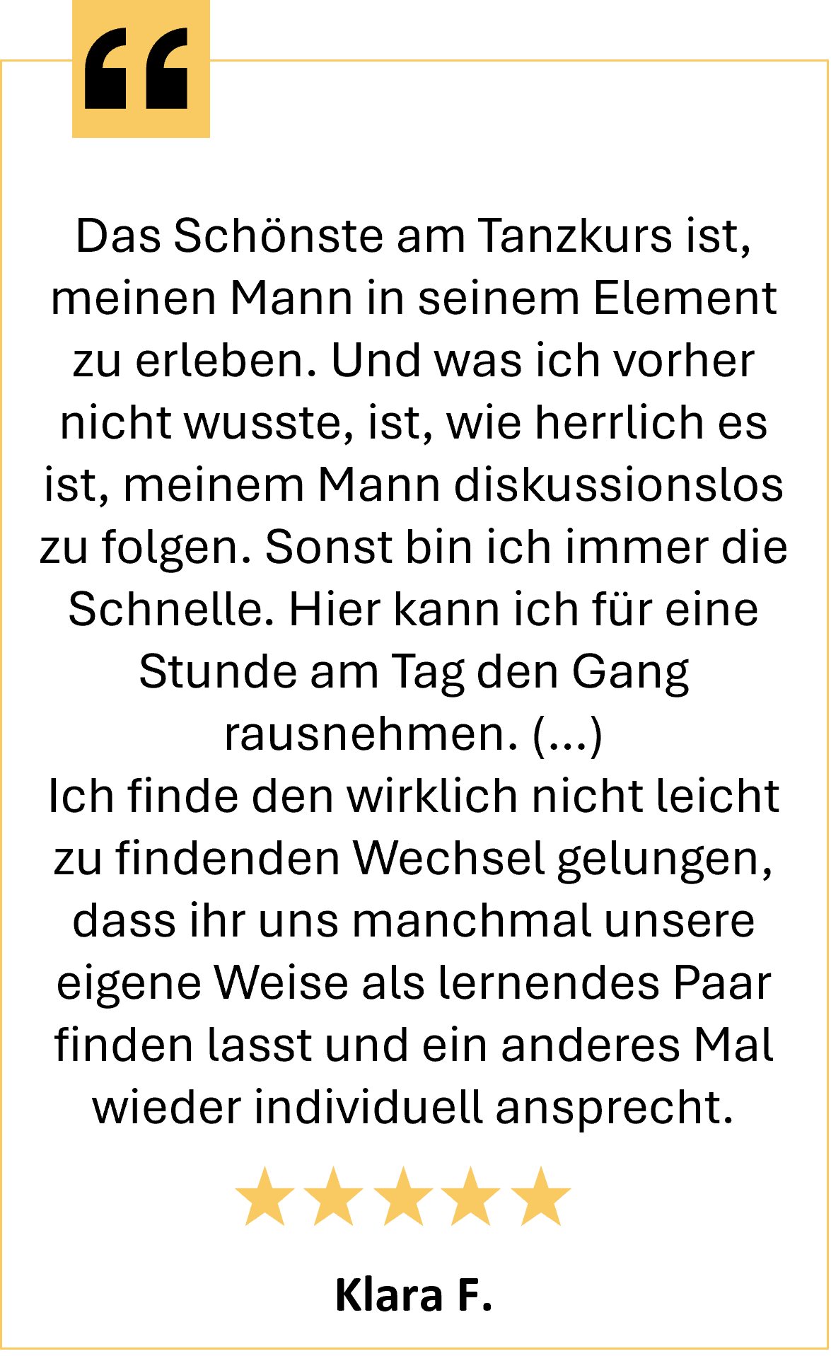 5 Sterne Google Rezension über die Tanzschule Seifert Leipzig