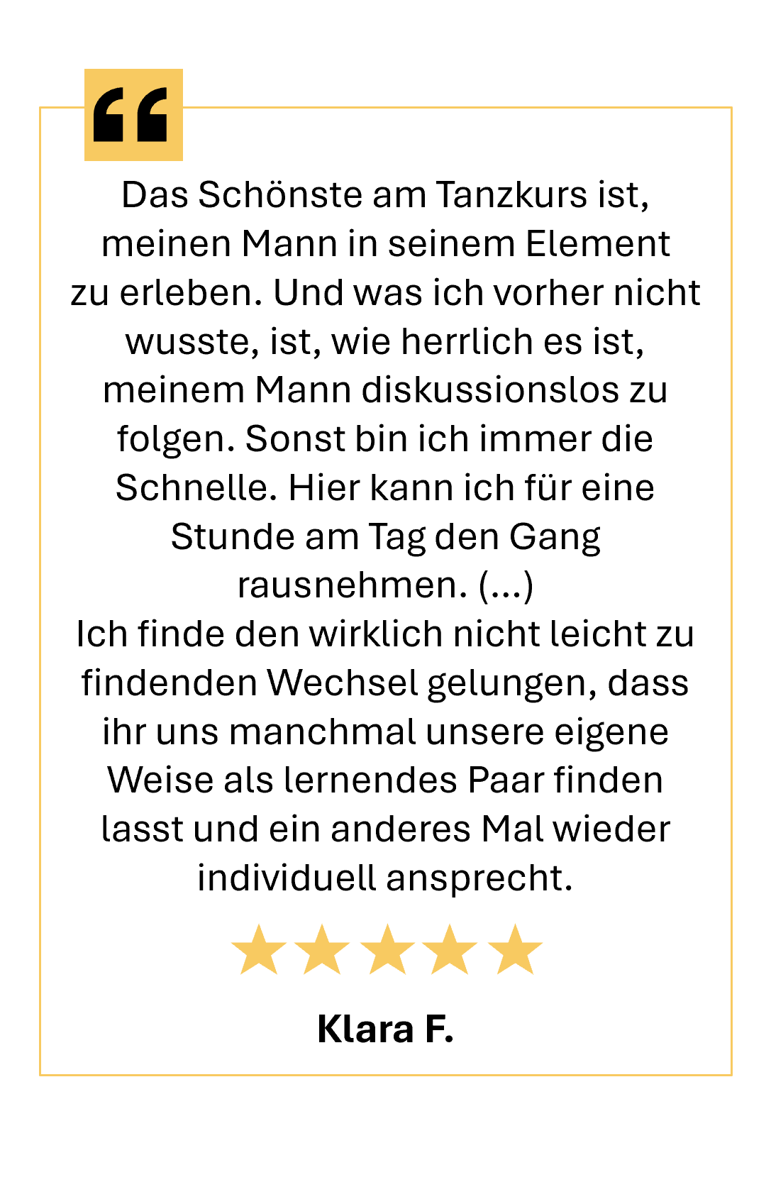 5 Sterne Google Rezension über die Tanzschule Seifert Leipzig