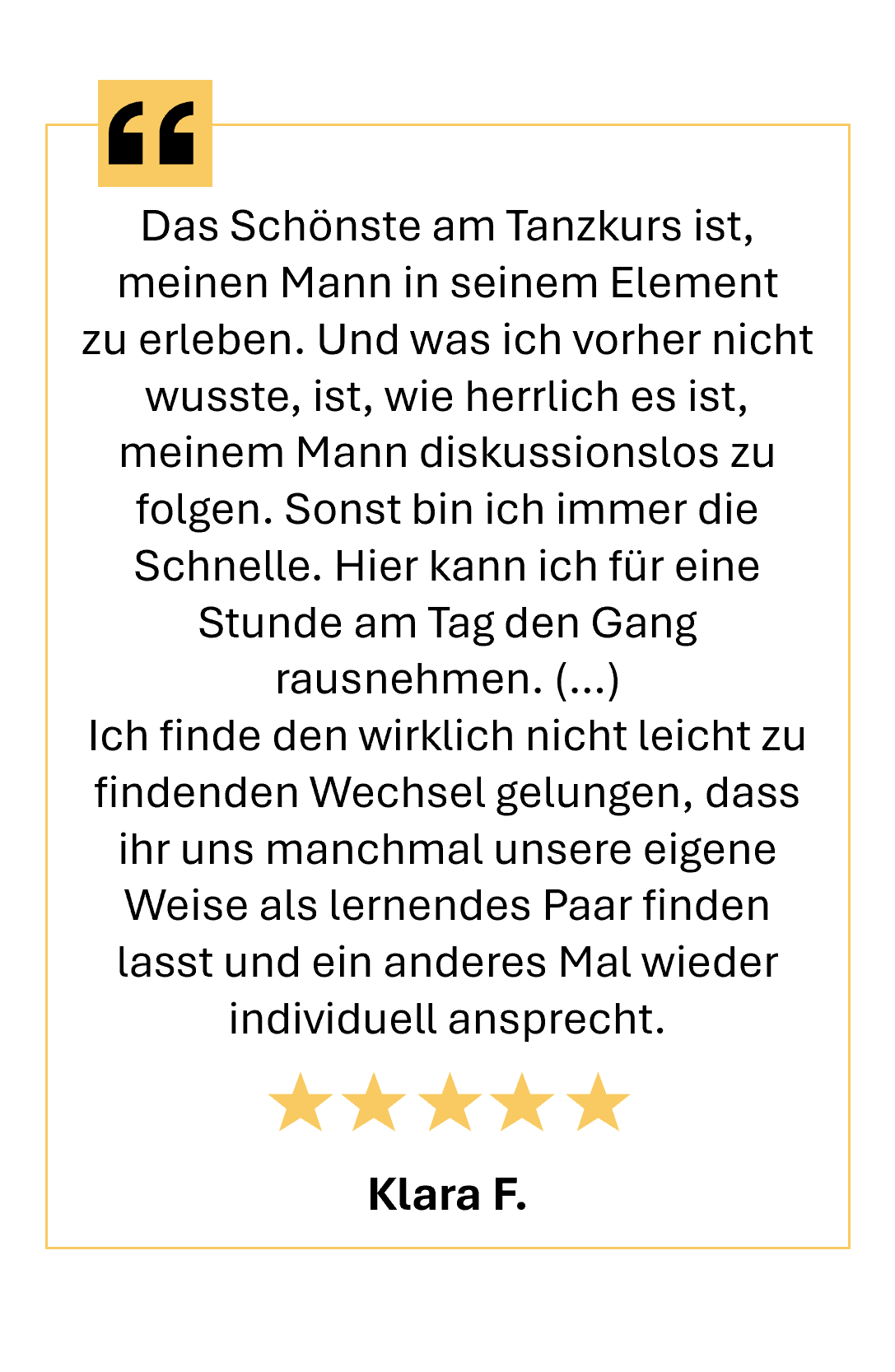 5 Sterne Google Rezension über die Tanzschule Seifert Leipzig